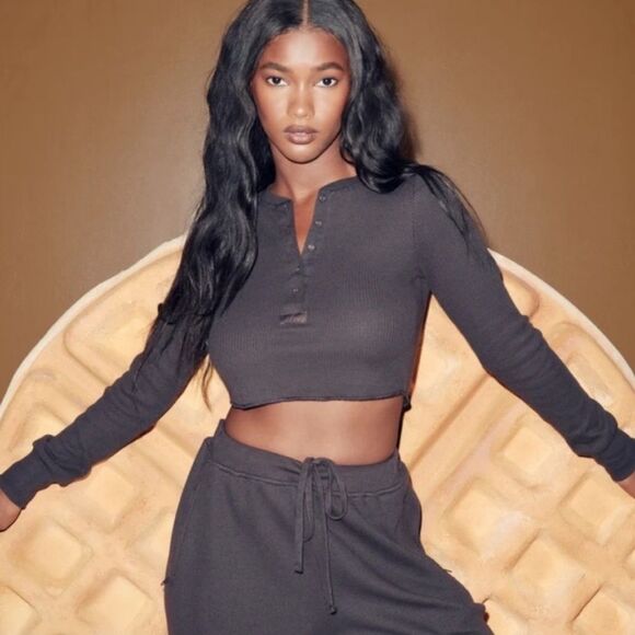 Skims Waffle Loose Pant - Dark Chocolate - Size 4x - Pre-owned - Picture 9 of 9